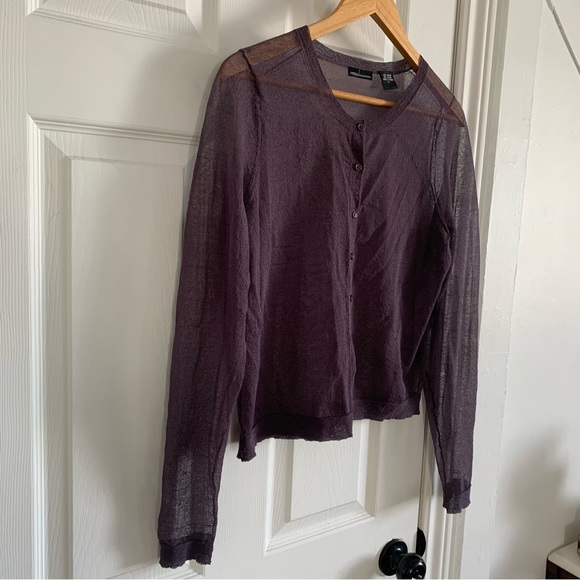 Moda International Purple Sheer Button Front Cardigan - Picture 7 of 13